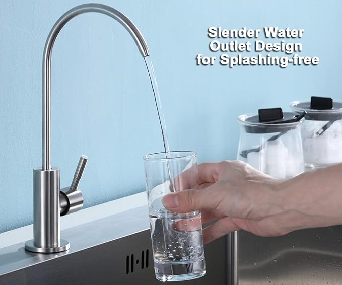 ESOW Kitchen Water Filter Faucet, 100% Lead-Free Drinking Water Faucet Fits Most Reverse Osmosis Units or Water Filtration System in Non-Air Gap, Stainless Steel 304 Body Brushed Nickel Finish