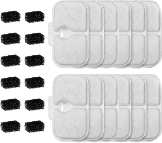 12 Packs Cat Water Fountain Filter Replacement Compatible with PETLIBRO® Dockstream Cat Water Fountain PLWF005/PLWF115/PLWF105,Triple Filtration System Replacement Filter with Pre-Filter Sponge