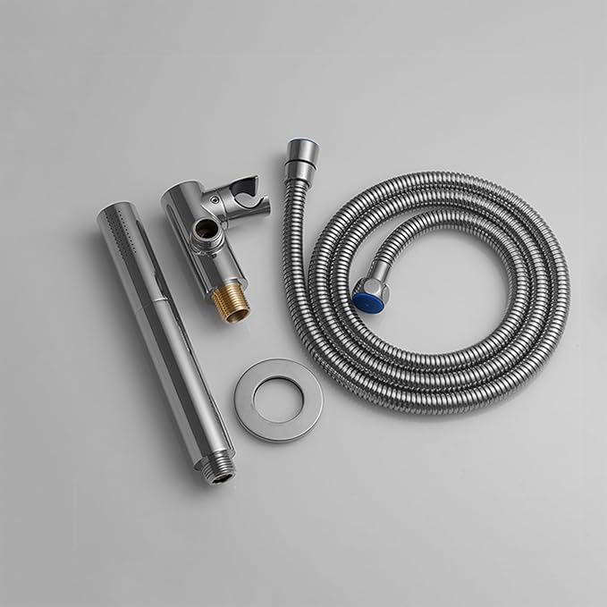 Chrome Handheld Shower Head Brass 2 In 1 Function High Pressure Hand Shower Wand 7 Inch Hand Held Shower Head High Flow Shower Head Sprayer with 59 Inch Hose, Bracket