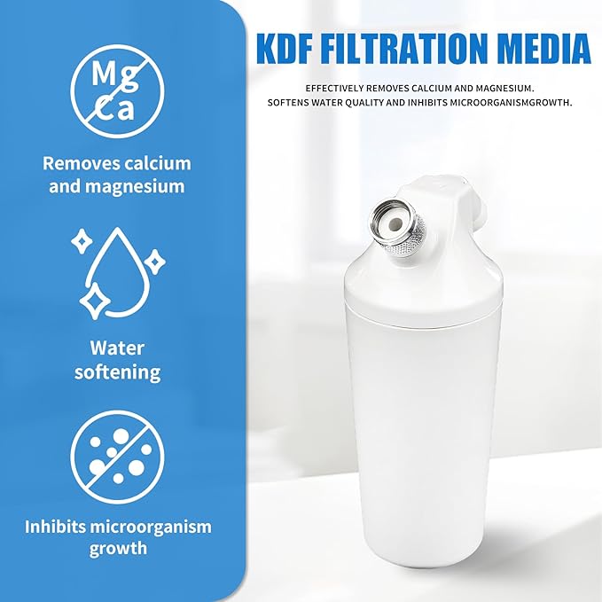 AQ-4125 Shower Water Filter (with Connector), Compatible with Aquasana AQ-4125、AQ-4100、 AQ-4100NSH、 AQ-4105, with Advanced KDF Filtration Material, Filters Over 90% of Chlorine.