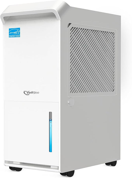 3,500 Sq.Ft Most Efficient Energy Star 2024 Dehumidifier, Vellgoo Max 60 Pint/D (Standard 35 Pint/D) Compressor Dehumidifier with Drain Hose, Intelligent Humidity Control for Basement, Home, Bedroom