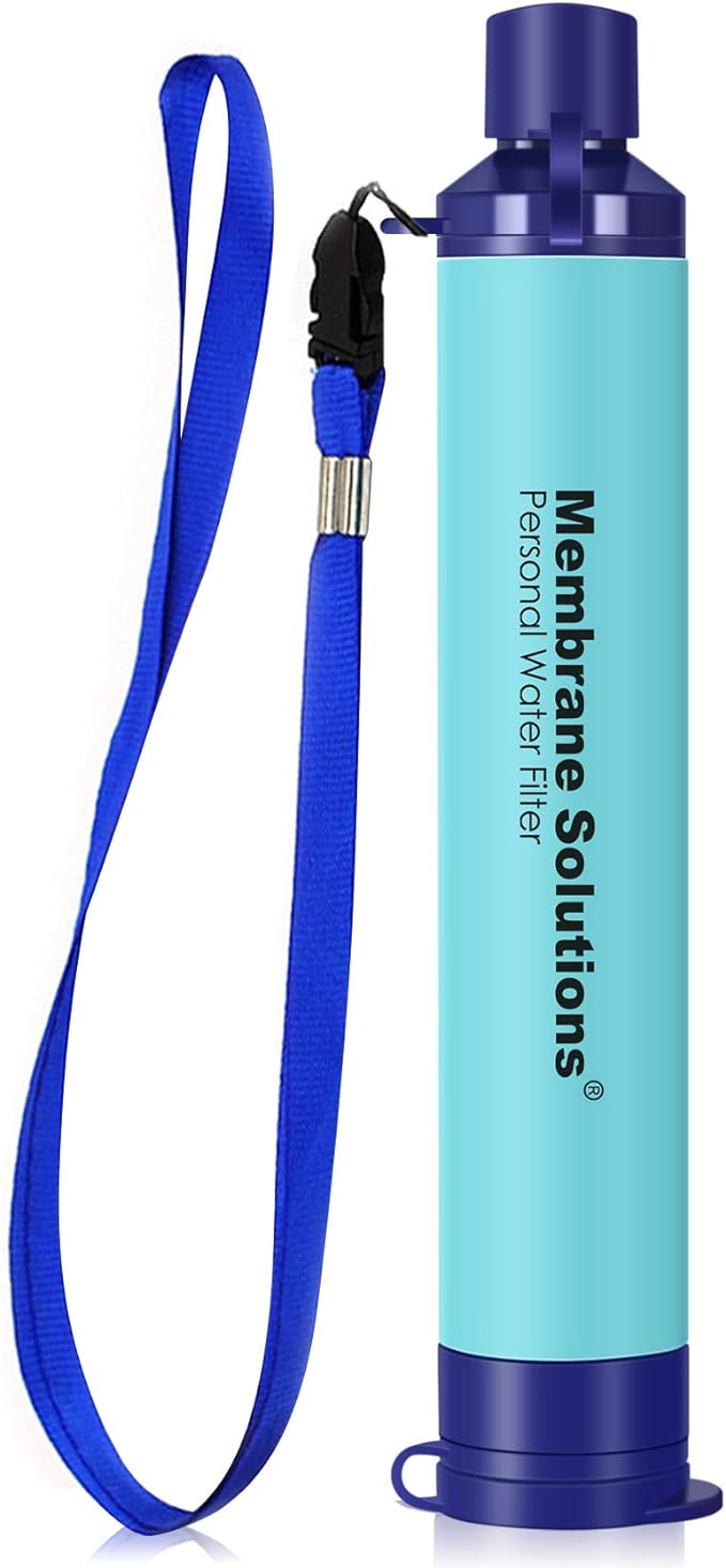 Membrane Solutions Straw Water Filter S1, NSF/ANSI 42&372&401 certificated, Survival Filtration Portable Gear, Emergency Preparedness, Supply for Drinking Hiking Camping Team Family Outing