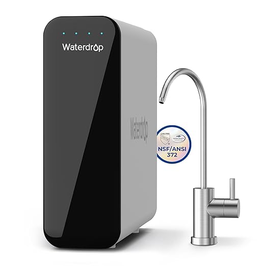 Waterdrop TSU 0.01 Micron Ultra Filtration Under Sink Water Filter System, 3-Stage Tankless Under Sink Water Filtration System with Faucet, Smart Panel, Not Lower TDS, Drilling Required