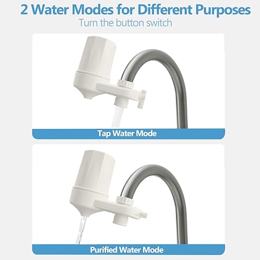 Faucet Mount Water Filter for Sink Faucet Tap Water Filter for Kitchen Sink 4-Stage Advanced Filtration Reduces Chlorine Heavy Metals Easy Install Compatible with Standard Faucets 1 Pack (White)