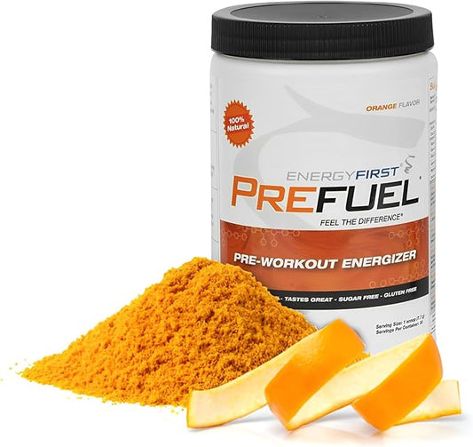 EnergyFirst Prefuel Vegan Pre-Workout Powder, Zero Sugar, All-Natural Energizer with Immune Support Orange Flavor, 30 Servings for Maximum Workout Performance