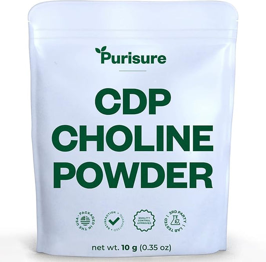 CDP Choline Powder, 10g, CDP Choline Supplements That Support Attention, Focus, and Energy, Citicoline Powder for Cognitive Function, Increases Motivation and Productivity, 40 Servings