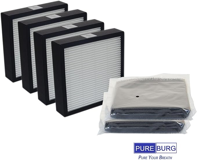 PUREBURG Replacement Filter Set Compatible with VCK LE-AP001 Air Purifier,4-Pack H13 HEPA Air Clean Dust VOCs Odor Activated Carbon