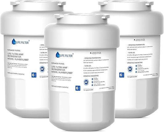 Lifefilter Replacement for MWF Refrigerator Water Filters, MWFP, HDX FMG-1, MWFA, GWF, WFC1201, RWF1060, 197D6321P006, 9991, 3 Pack