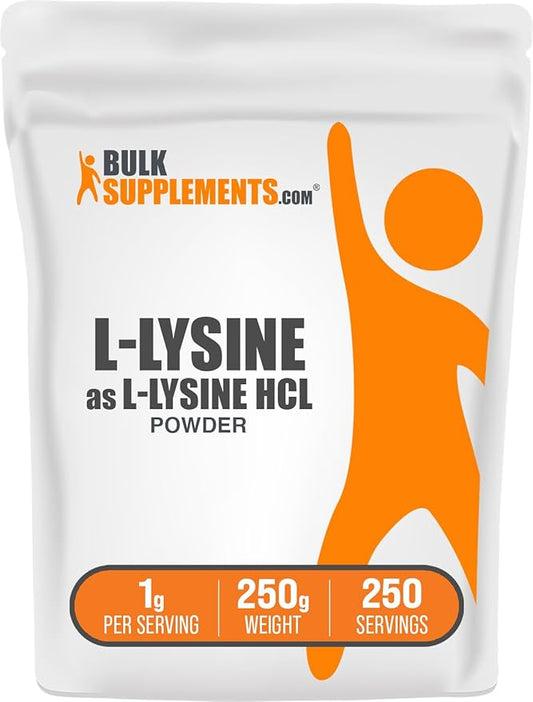 BulkSupplements.com L-Lysine Powder - Lysine Supplement, Essential Amino Acid, for Immune Support - Gluten Free, 1g per Serving, 250g (8.8 oz) (Pack of 1)