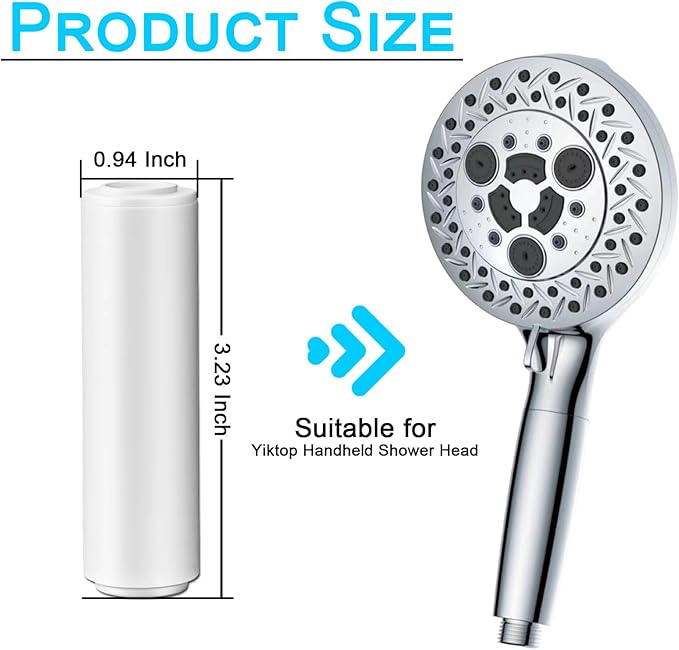 Shower Filter Replacement Cartridge for Yiktop Shower Head Filter, 15 Stage Shower Water Filter, 2 Pack
