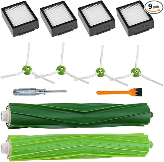 Replacement Parts for irobot Roomba i,e&j Series,Roomba i3 i3+ i4 i6 i6+ i7 i7+ i8 i8+ E5 E6 E7 Vacuum Cleaner, Roomba accessories kits 1 Set Rubber Brushes,4 HEPA Filters,4 Side Brushes