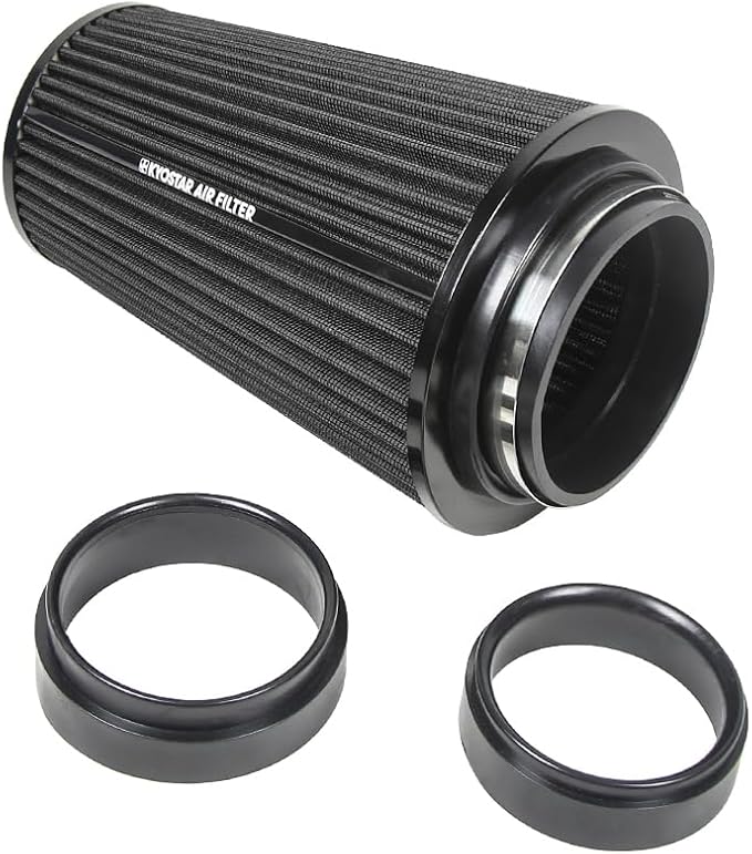 3/3.5/4inch Inlet Cold Air Intake Cone Replacement Performance Washable High Flow Dry Air Filter (BLACK)