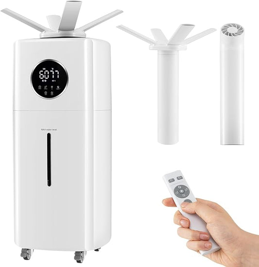 ARLIME Humidifier Large Room 2200 Sq.Ft, 5.5Gal Top Fill Commercial Humidifier w/3 Mist Levels, Extension Tube, 360° Nozzles & Remote Control, Whole House Humidifier w/Wheels for Bedroom, Plants, Gree