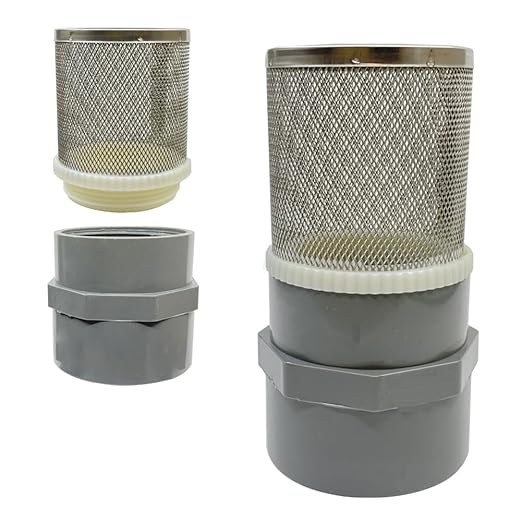 1 inch Stainless Steel Filter Cover Connected to 1 inch/DN25 Grey PVC Filter Water Pipe, Vent Cap Suction Strainers Used to Remove Debris and Reduce Solid Entry(1pcs)