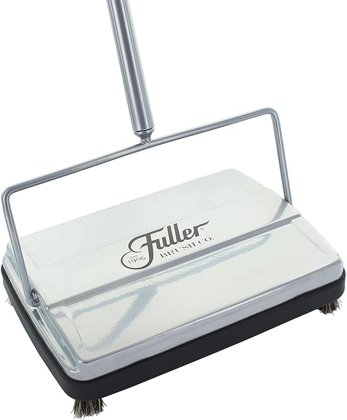 Fuller Brush 17034 Electrostatic Carpet & Floor Sweeper - 9" Cleaning Path - Lightweight - Ideal for Crumby Messes - Works On Carpets & Hard Floor Surfaces - Mettalic Silver