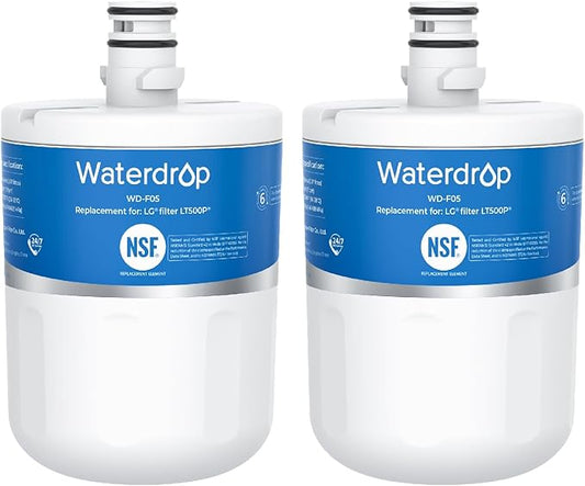 Waterdrop 5231JA2002A Refrigerator Water Filter, Replacement for LG® LT500P®, GEN11042FR-08, ADQ72910911, ADQ72910901, Kenmore 9890, 46-9890, LFX25974ST, 2 Pack (Package May Vary)