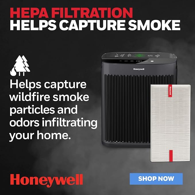 Honeywell HEPA Air Purifier Filter R, 3-Pack for HPA 100/200/300 and 5000 Series - Airborne Allergen Air Filter Targets Wildfire/Smoke, Pollen, Pet Dander, and Dust
