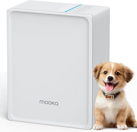 Air Purifiers for Home Large Room Up to 1300 Ft², MOOKA HEPA Air Purifier for Home Pets with Washable Pre-Filter, Fragrance, Air Cleaner for Pet Hair Odor in Bedroom, Dorm Room, Office, White
