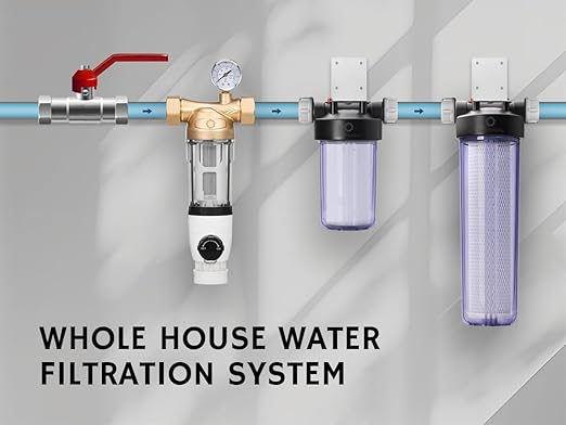Airthereal Whole House Water Filter Housing, Sediment Filters for Well and City Water, 20"x4.5" Sediment Whole House Water Filter Cartridges, Pre-Filtration System with 1" NPT Port, (Clear Housing)
