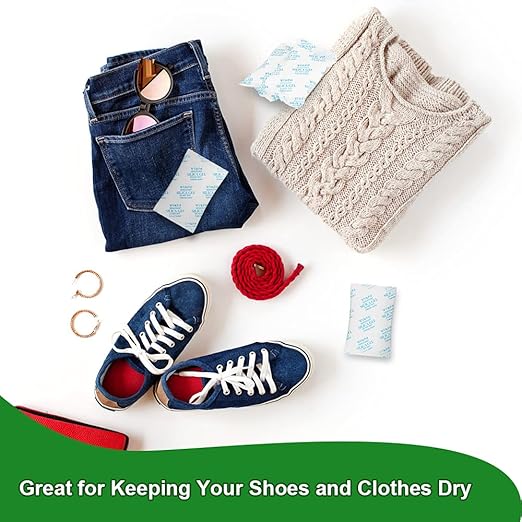 20 Gram(50Packs) Food Grade Moisture Absorber Silica Gel Desiccant Packets for Storage,Desiccant Beads Silica Gel Packs for Moisture Control