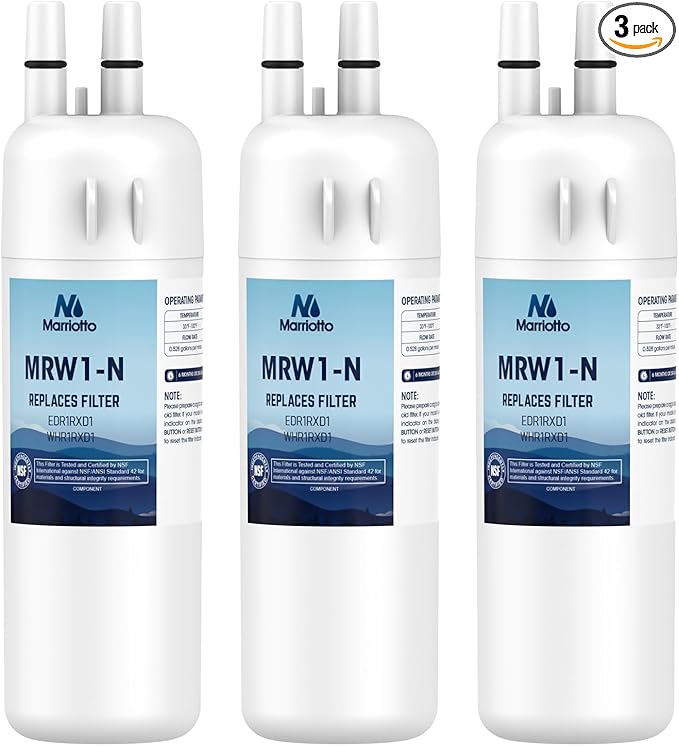 MARRIOTTO EDR1RXD1 Refrigerator Water Filter Compatible with Whirlpool W10295370A, WHR1RXD1, KAD1RXD1, Filter 1, W10295370, P4RFWB, P8RFWB2L, 46-9930, 46-9081 Refrigerator Water Filter, Pack of 3