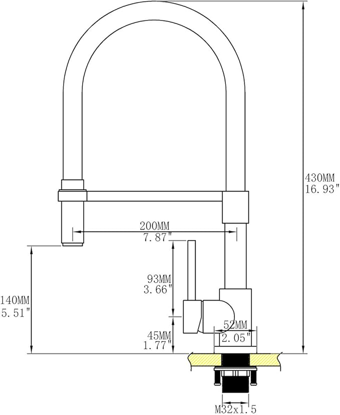 Gold and Black Kitchen Faucet, Kitchen Sink Faucet with Pull Down Spray, Solid Brass Kitchen Faucet with Silicon Hose 360 Swivel