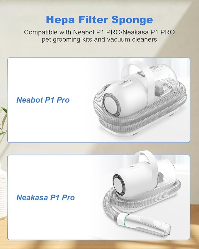 10Pcs Hepa Filter Sponge Replacement Accessories Fit for Neabot//Neakasa P1 Pro Pet Grooming Kit & Vacuum 3.74inch Diameter Circle