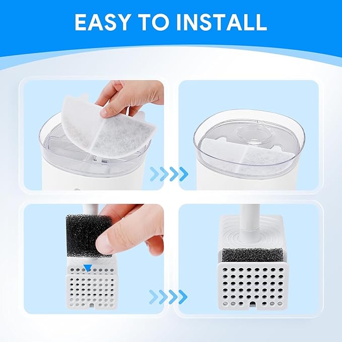 WF20/CF20 Cat Water Fountain Filter Replacement for Wireless Pumps Pet Fountain, 6 Pack Pet Filter Replacement with 6 Pack Water Pump Filters