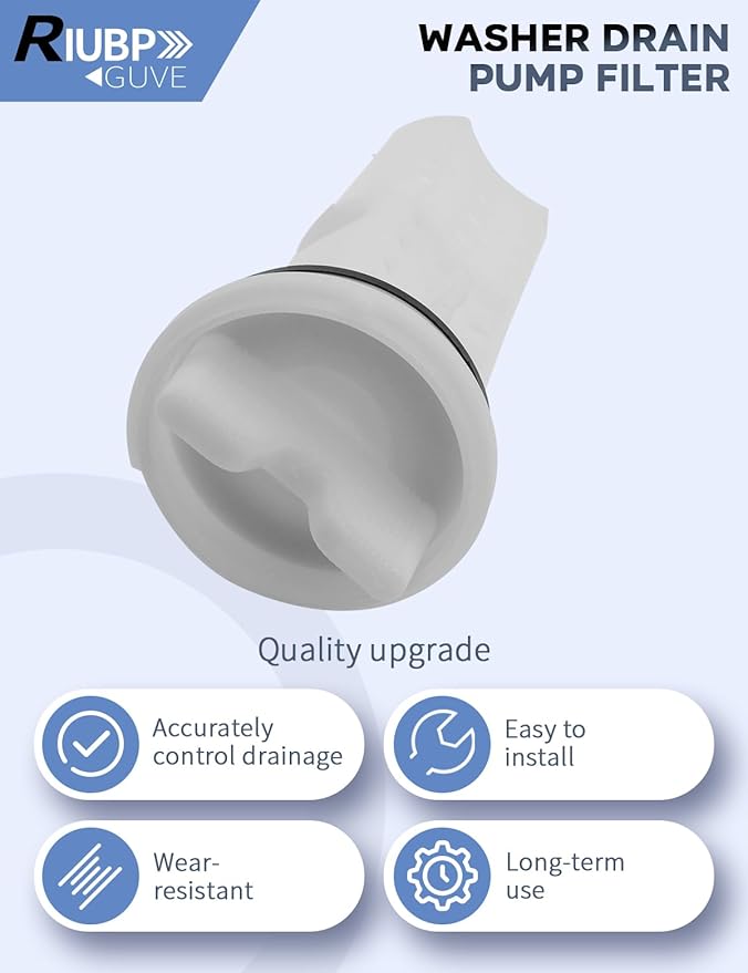 Washing Machine Drain Pump Filter Fit for WBVH5100H0WW、WBVH5100H1WW、WBVH6240F0GG、WBVH6240F0WW Etc Replace WH11X34741 WH23X10029 WH23X10027 AP7205454 4977949 PS16874133 EAP16874133