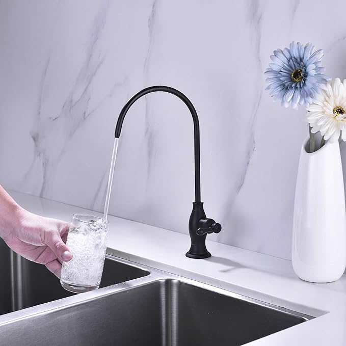 Delle Rosa Drinking Water Purifier Faucet, Commercial Filtration Faucets for Under Sink Water Filter System, Modern Best Brass Matte Black Kitchen Bar Sink Drinking Water Faucets