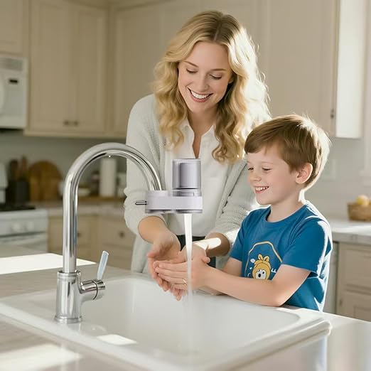 VYNTRA 7-Layer Faucet Water Filter, Kitchen Filter Water Faucet Element, 300 Gallons Activated Carbon Ceramic Filter Reduces Chlorine, Limescale, Heavy Metals,Bad Taste(2*Filter & 6*Adaptors) White