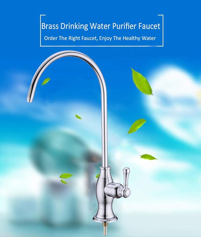 Delle Rosa Drinking Water Purifier Faucet, Commercial Water Filtration Faucets for Under Sink Water Filter System, Modern Best Brass Kitchen Bar Sink Drinking Water Faucet, Chrome