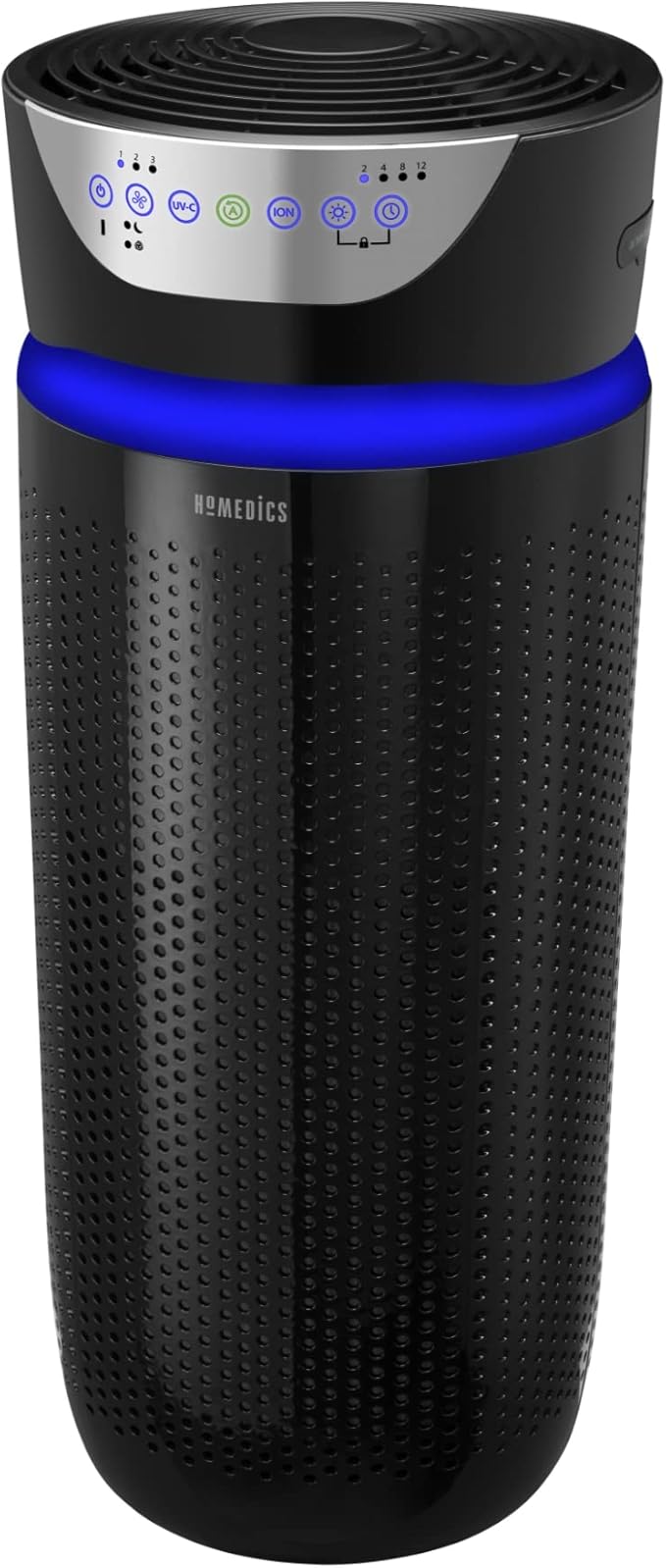 Homedics 5-in-1 UV-C Air Purifier - 360-Degree HEPA Filter for 1,659 Sq Ft, Extra Large Air Purifiers for Bedroom and Home, Essential Oil Pads, Built-In Timer, 5 Speed Settings for Large Rooms, Black