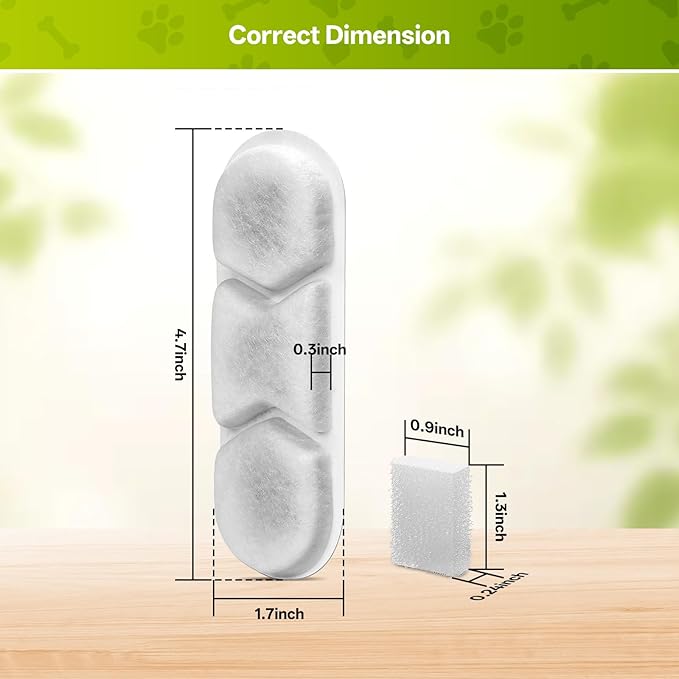 12 Pack Dog Water Fountain Replacement Filters for 410oz/3.2Gal/12L Pet Water Dispenser, ZEKIRY Pet Fountain Filter, 4-Layer Filtration Cat Drinking Bowl Filters and Pump Sponges