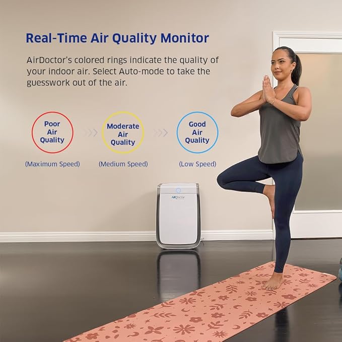 AIRDOCTOR 3500i SMART Air Purifier for Living Rooms & Bedrooms. 3 Stage Filtration with Pre-Filter, UltraHEPA, Carbon/VOC. Captures Particles 100x Smaller Than HEPA Standard