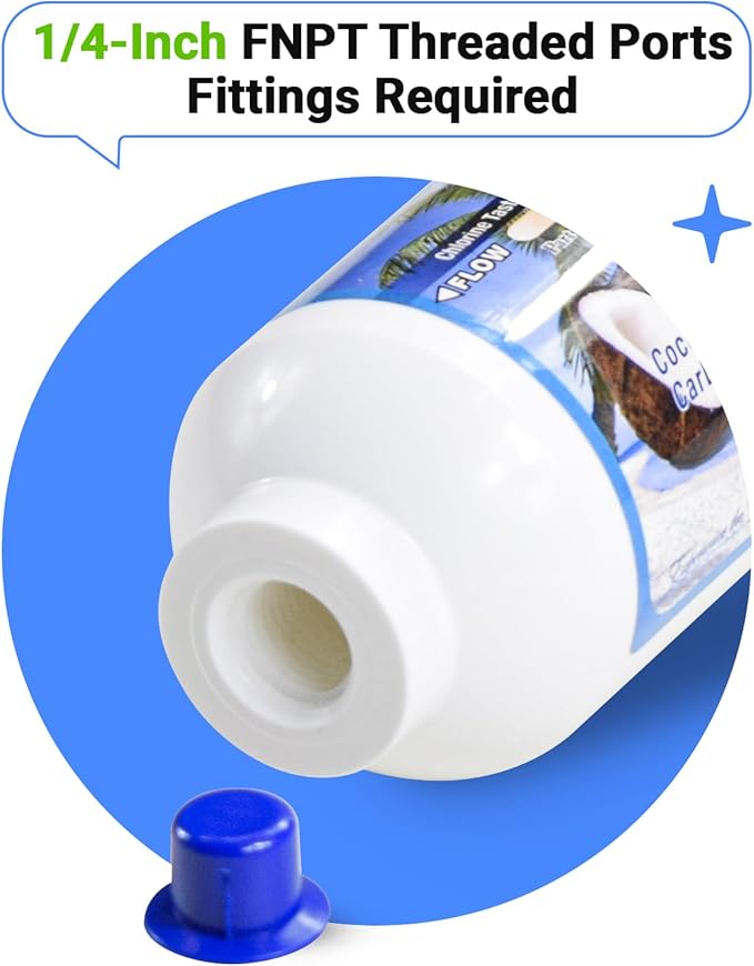 PureT IL-6W-C-14, 2"x6" (1/4" Threaded Connection) Inline Post GAC Carbon Filter - NSF Certified - Reverse Osmosis Water Filter, Lifetime of 1 Year or 700 Gallons