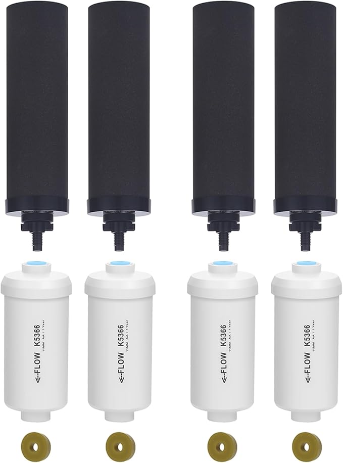 Fluorine Filter, Replacement for Gravity Water Filter System Black & Fluoride NSF/ANSI 375 Certified Water Filter, Replacement for Berkey® BB9-4® Black Filters & PF-4® Fluoride Filters, Pack of 8
