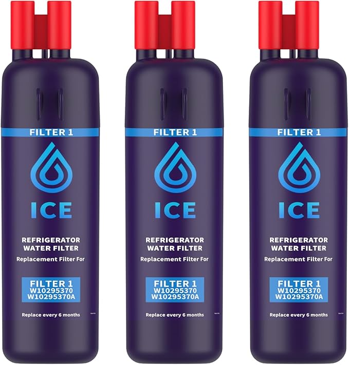 BELVITA Plus NSF/ANSI 53 Certified Water Filter Compatible with W10295370A, EDR1RXD1, WHR1RXD1, KAD1RXD1, Filter 1, W10295370, P4RFWB, P8RFWB2L, 46-9930, 46-9081 Refrigerator Water Filter, 3 Pack