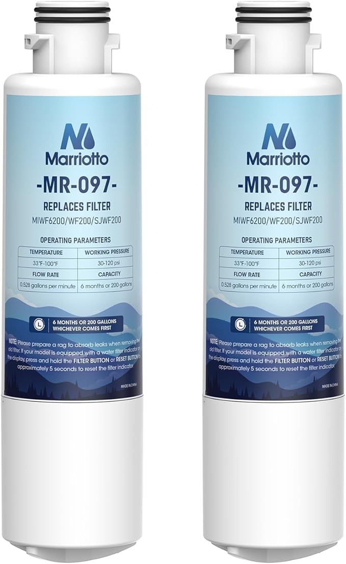 MARRIOTTO MIWF6200 Water Filter Replacement,Compatible with Midea French Door and Side-by-side Refrigerators,Sharp SJWF200,SJG2254FS (2 Pack)