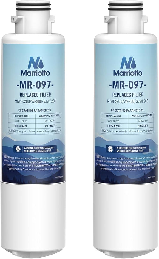 MARRIOTTO MIWF6200 Water Filter Replacement,Compatible with Midea French Door and Side-by-side Refrigerators,Sharp SJWF200,SJG2254FS (2 Pack)