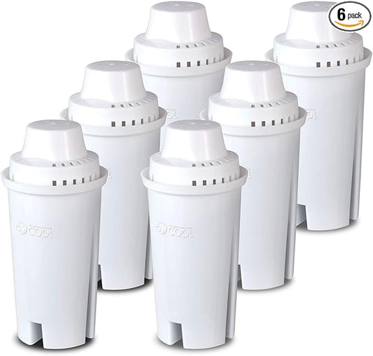 Commercial Cool Brita Filter Replacements, Replacement Water Filters for Standard Brita Water Pitcher, Lasts Up To 60 Gallons, NSF Certified, CCWFB6, White, 6-Pack