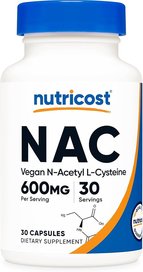 Nutricost N-Acetyl L-Cysteine (NAC) 600mg, 30 Vegan Capsules - GMO Free, Gluten Free, Vegetarian Caps