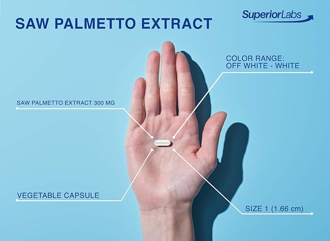 Superior Labs — Saw Palmetto Extract NonGMO, Non Synthetic— 300 mg Dosage, 120 Vegetable Capsules — Supports Urinary Tract Flow & Frequency