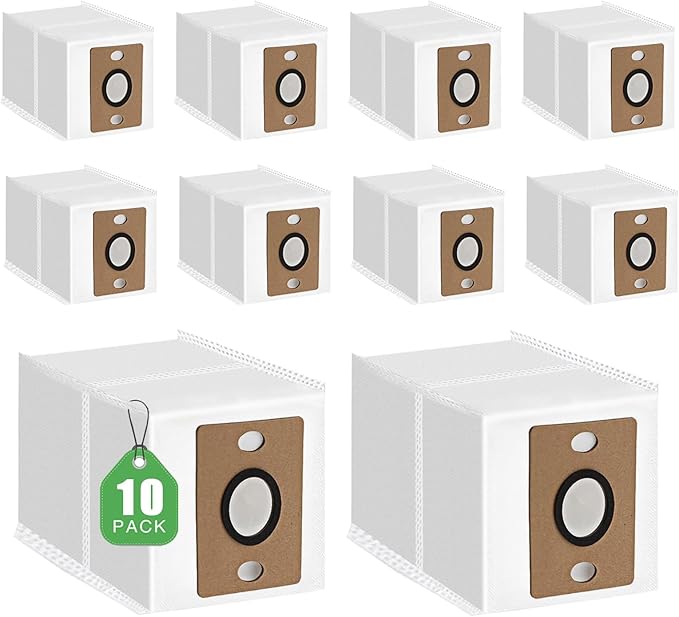 10 Pack Dust Bags Compatible with ILIFE A12 Pro, A30 Pro, V9 Pro Robot Vacuum Cleaner, Replacement Bags for Self Emptying Auto-Empty Station, High Capacity Vacuum Filter Bags