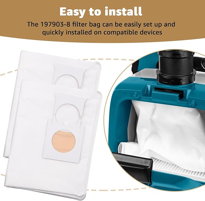 191C26-2 filter bag replacement - Compatible with XCV17/XCV18 18V X2 LXT makita vacuum bag Heavy-duty filtration, long-lasting durability-10-pack.
