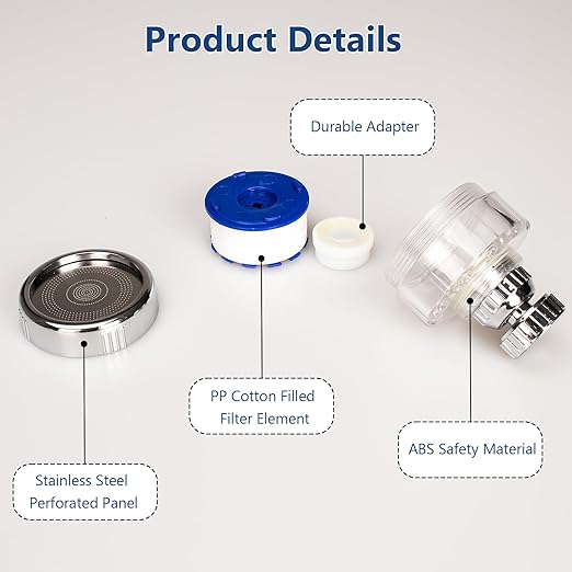 14 Pcs Sink Water Filter with Filter Elements Set, Universal Sink Faucet Filter 360°Rotating,Tap Water Filter Removes Fluoride Hard Water,Faucet Filter Faucet Extender for Home Kitchen Sink