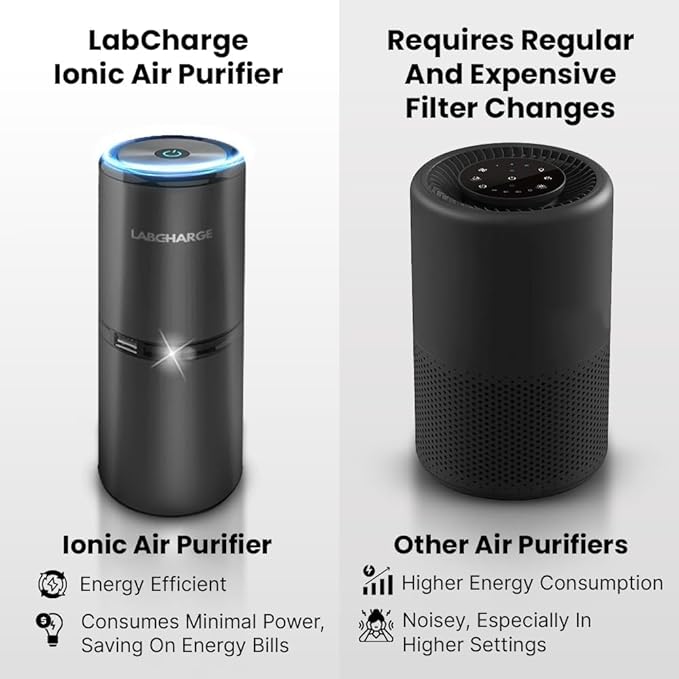 Small Ionic Air Purifier for Home & Bedroom – Silent HEPA Filter – Covers 250 Sq Ft - Free Cleaner for Pets, Hair, Smoke, Dust, Odors & Dander – Compact & Black Design - Pack of 4