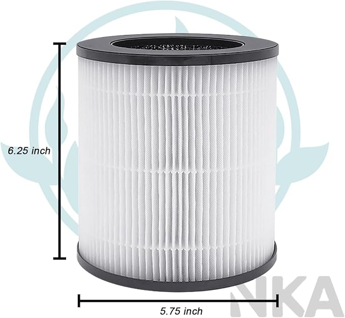 NKA Replacement Filters for Azeus C8 H13 True HEPA Replacement Filters Compatible with Azeus C8, Mooka C10, Hisense KJ120 Air Purifiers, 3-Stage Filtration with Activated Carbon, 2-Pack
