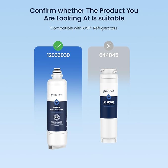 GLACIER FRESH Replacement for Bosch 11025825 Ultra Clarity Pro Refrigerator Water Filter BORPLFTR50, Compatible with KWF 2000, 12028325, 11032531, BORPLFTR50, WFC100MF, B36CT80SNS, B36CL80ENS (1 Pack)