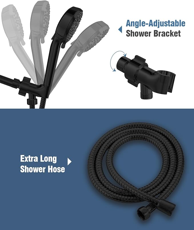Filtered Shower Head with Handheld Oil Rubbed Bronze, BOWGER 6 Modes High Pressure Shower Heads with Power Wash and Hard Water Filter, Detachable Hand Held Showerhead Set with Extra Long Hose, ORB